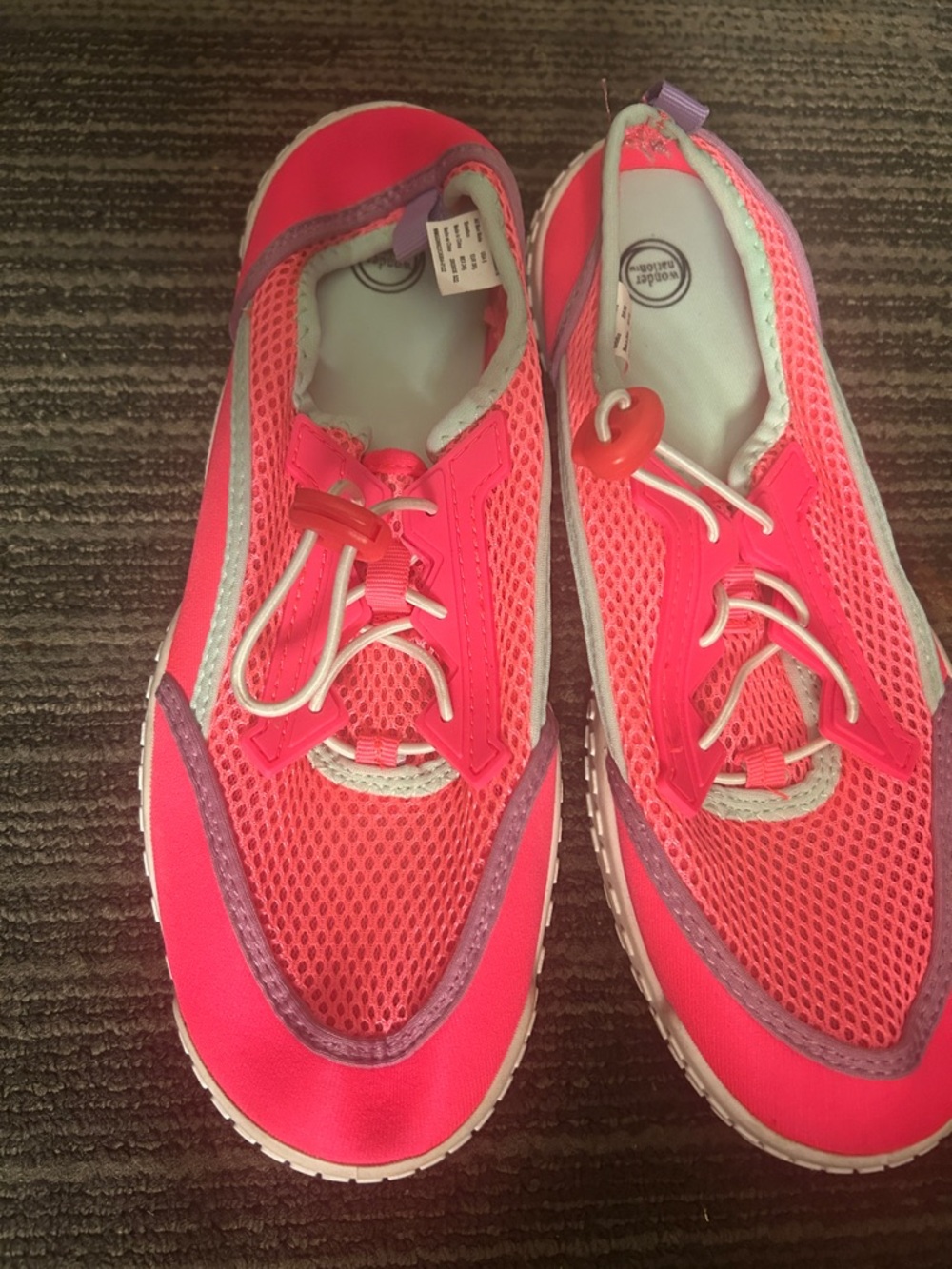wonder nation Bright Pink Mesh Kids Water Shoes with Purple Accents